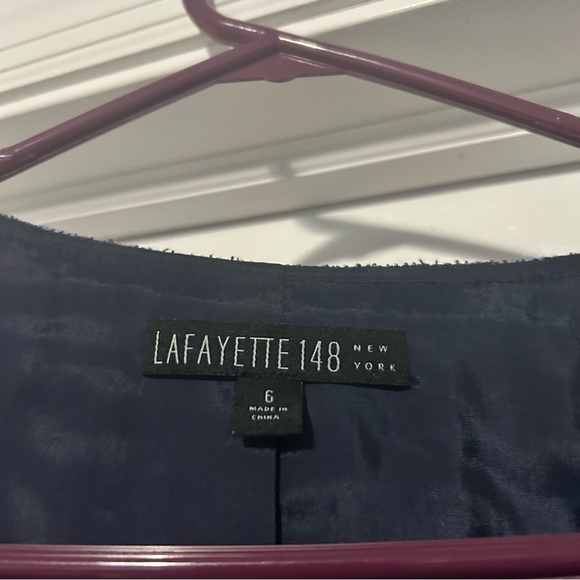 Lafayette 148 women’s 6 blue fringe trim zip front blazer jacket business casual - Picture 6 of 13